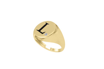 Gold Initial Signet Ring