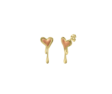Melting Duo Heart Enamel Earring