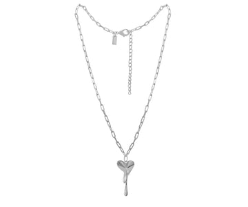 XL Melting Heart With Paperclip Chain (Silver)