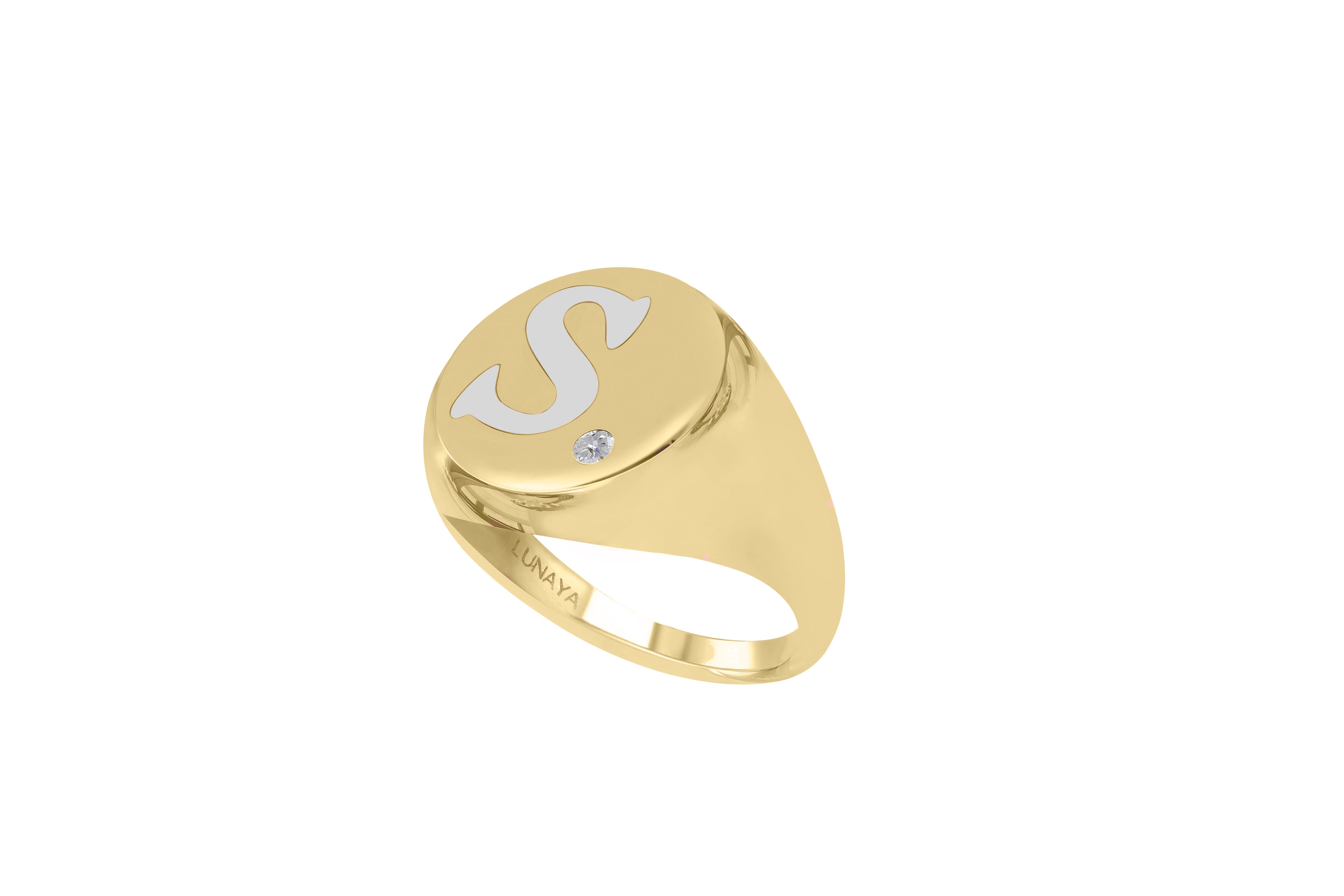 Gold Initial Signet Ring