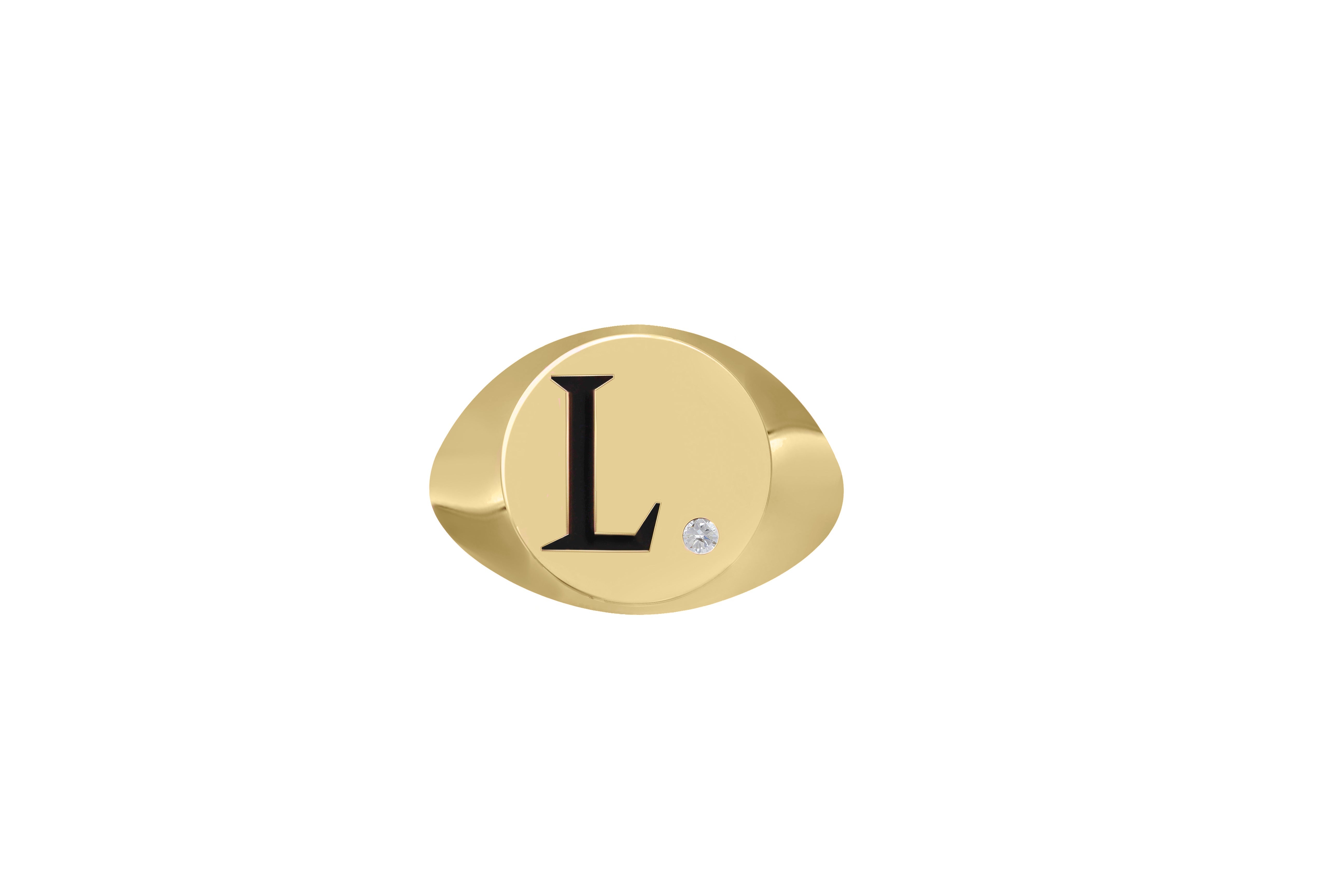 Gold Initial Signet Ring