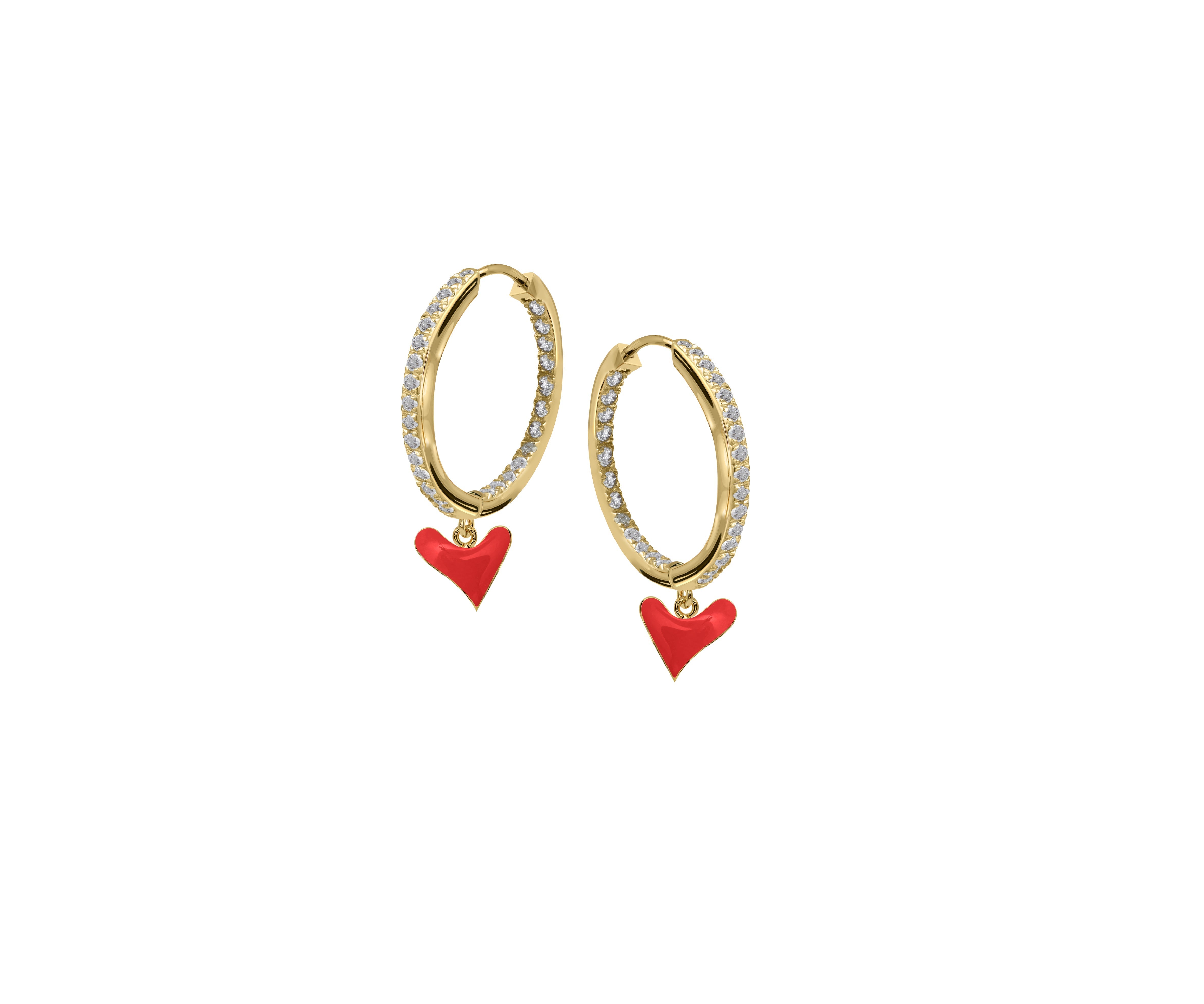 Inside Out Baby Gem Hoops With Heart