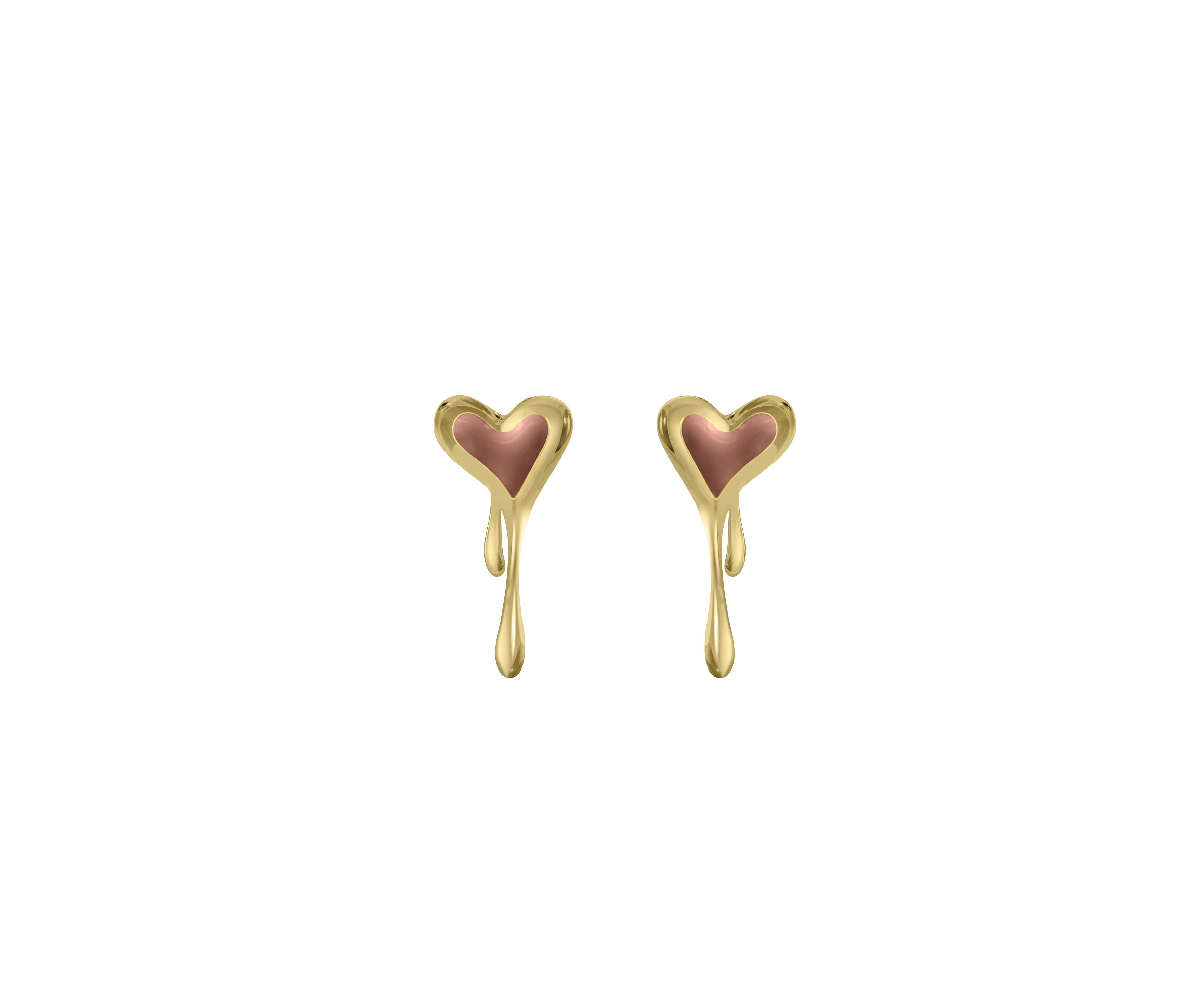 Melting Duo Heart Enamel Earring