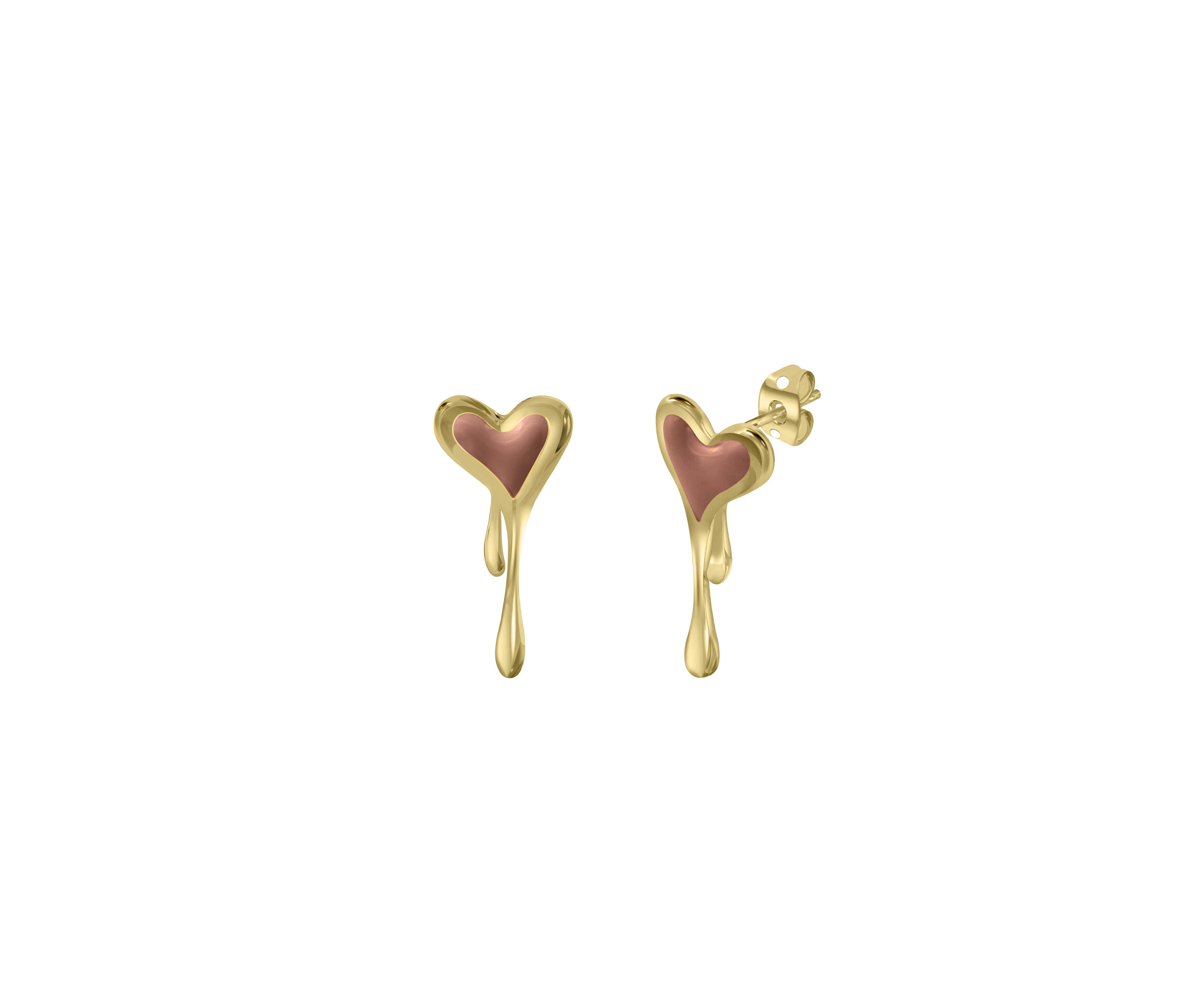 Melting Duo Heart Enamel Earring