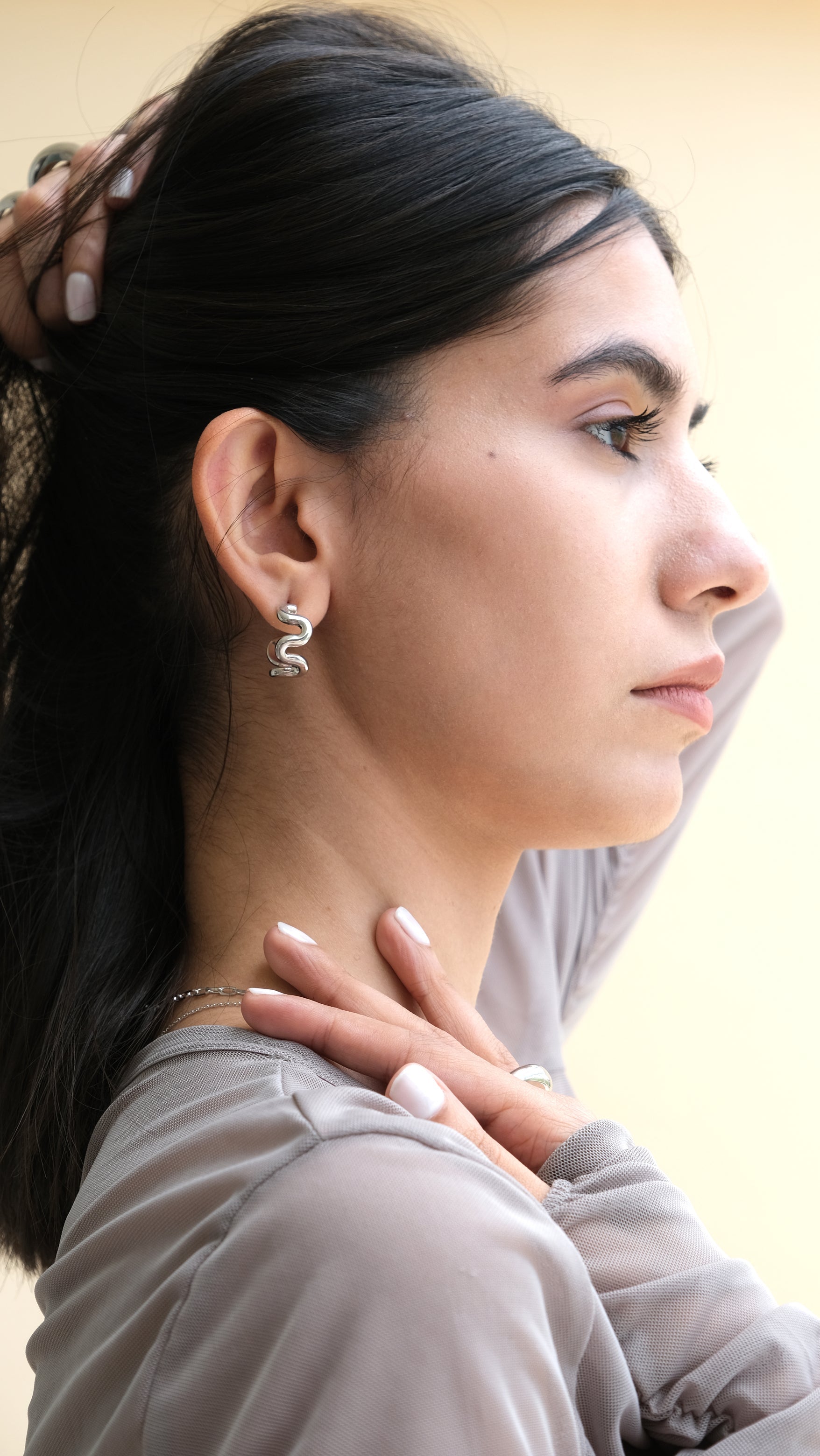 Swirl Solid Hoops (Silver)