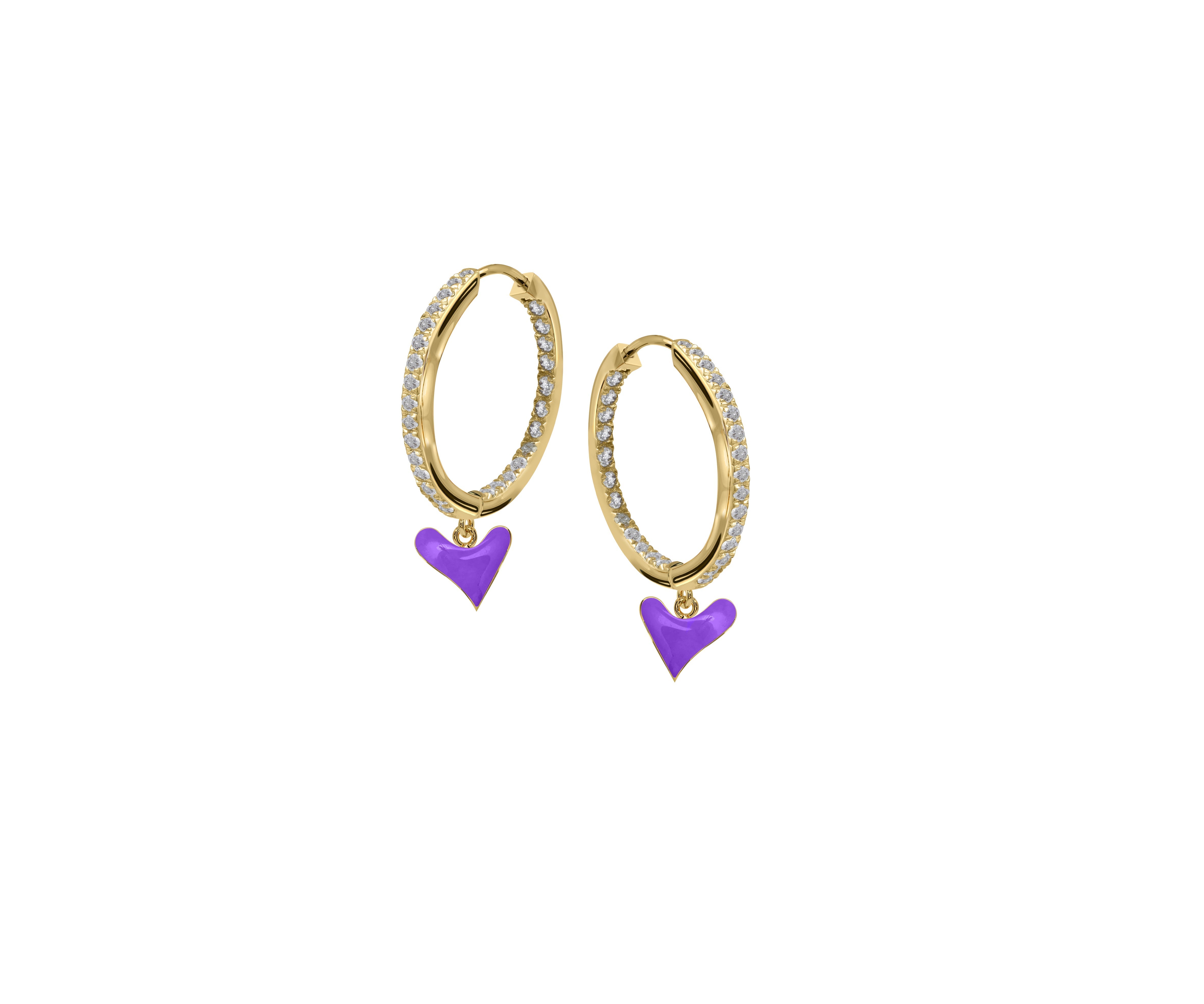 Inside Out Baby Gem Hoops With Heart
