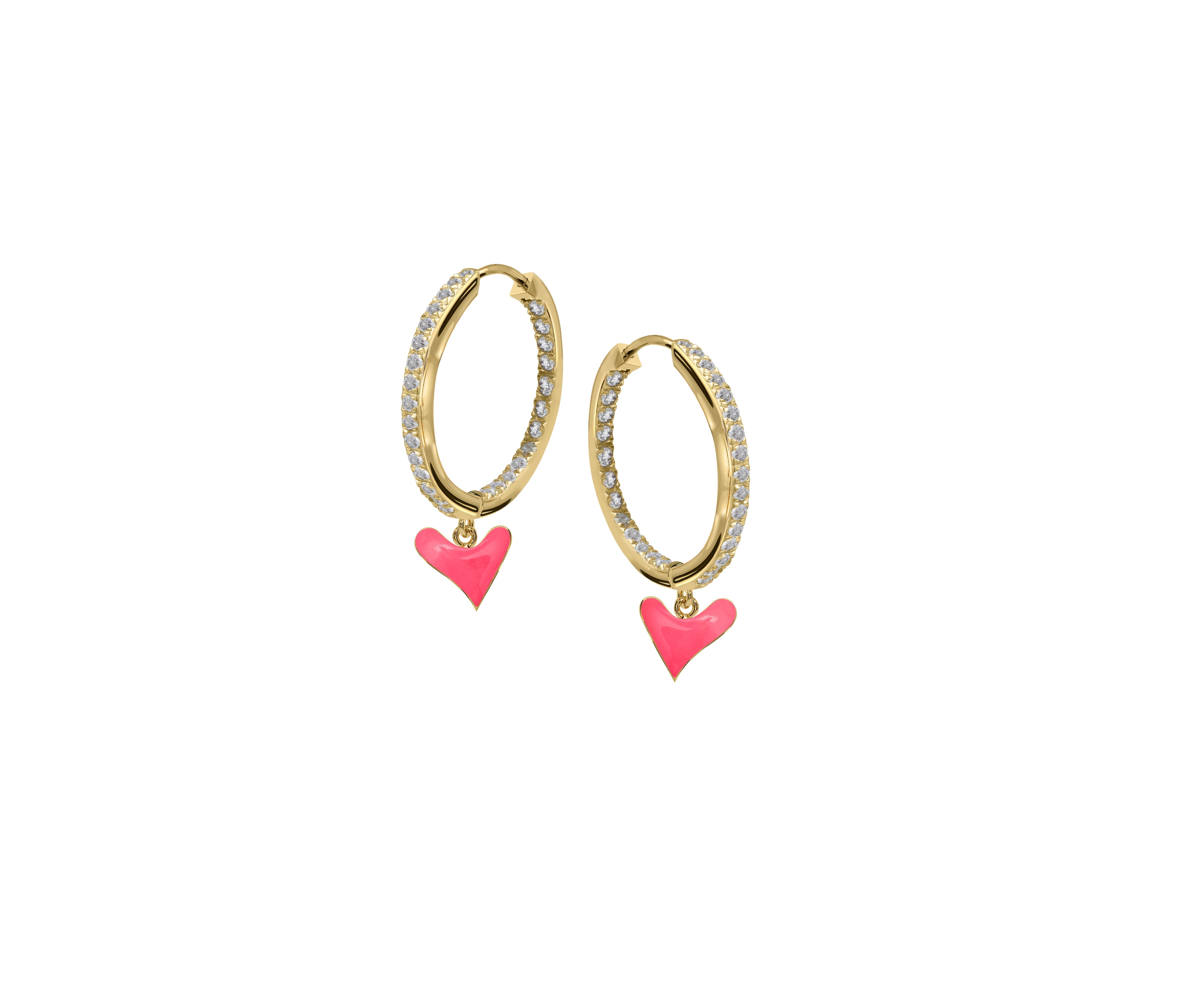 Inside Out Baby Gem Hoops With Heart