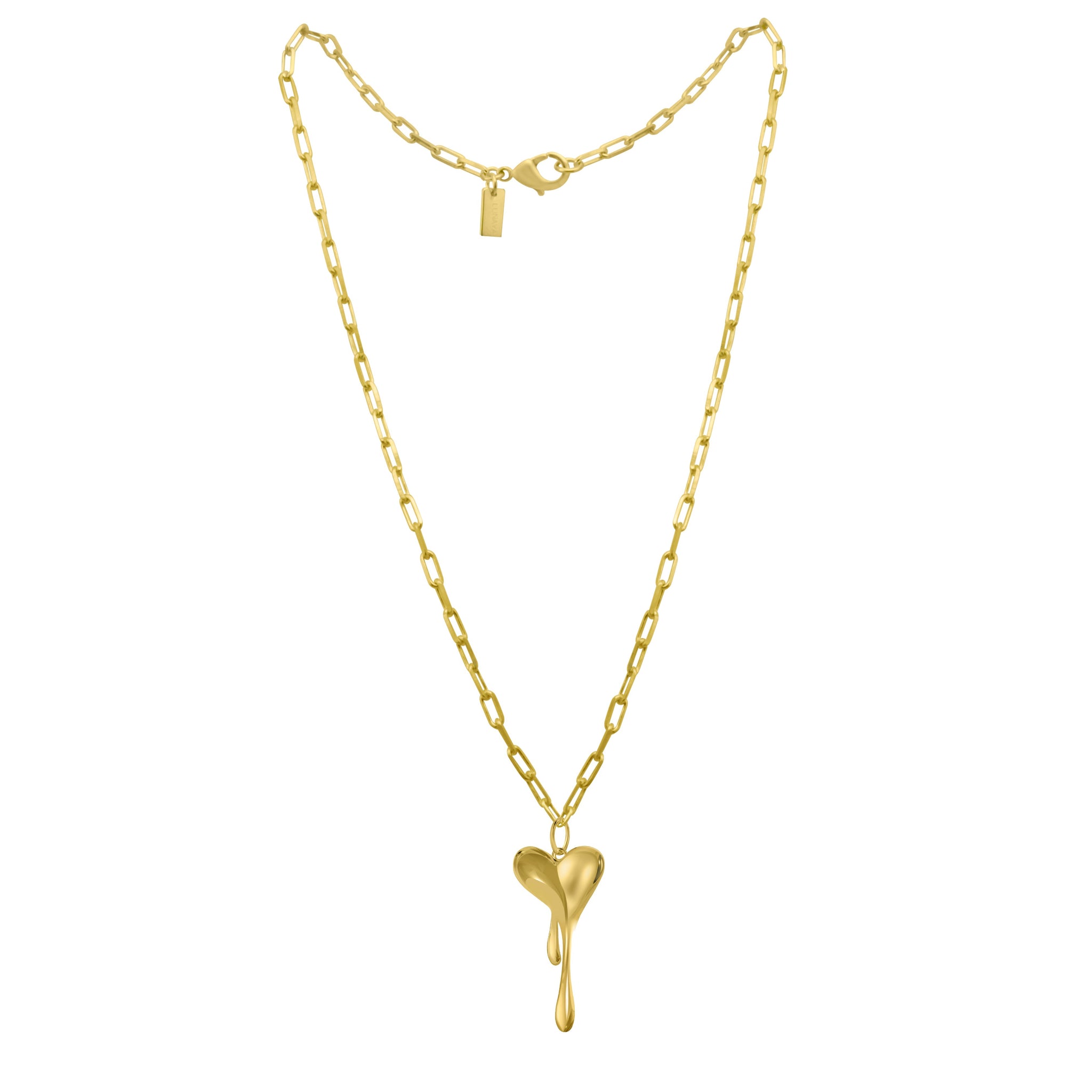 Melting Heart Solid Pendant With Chain