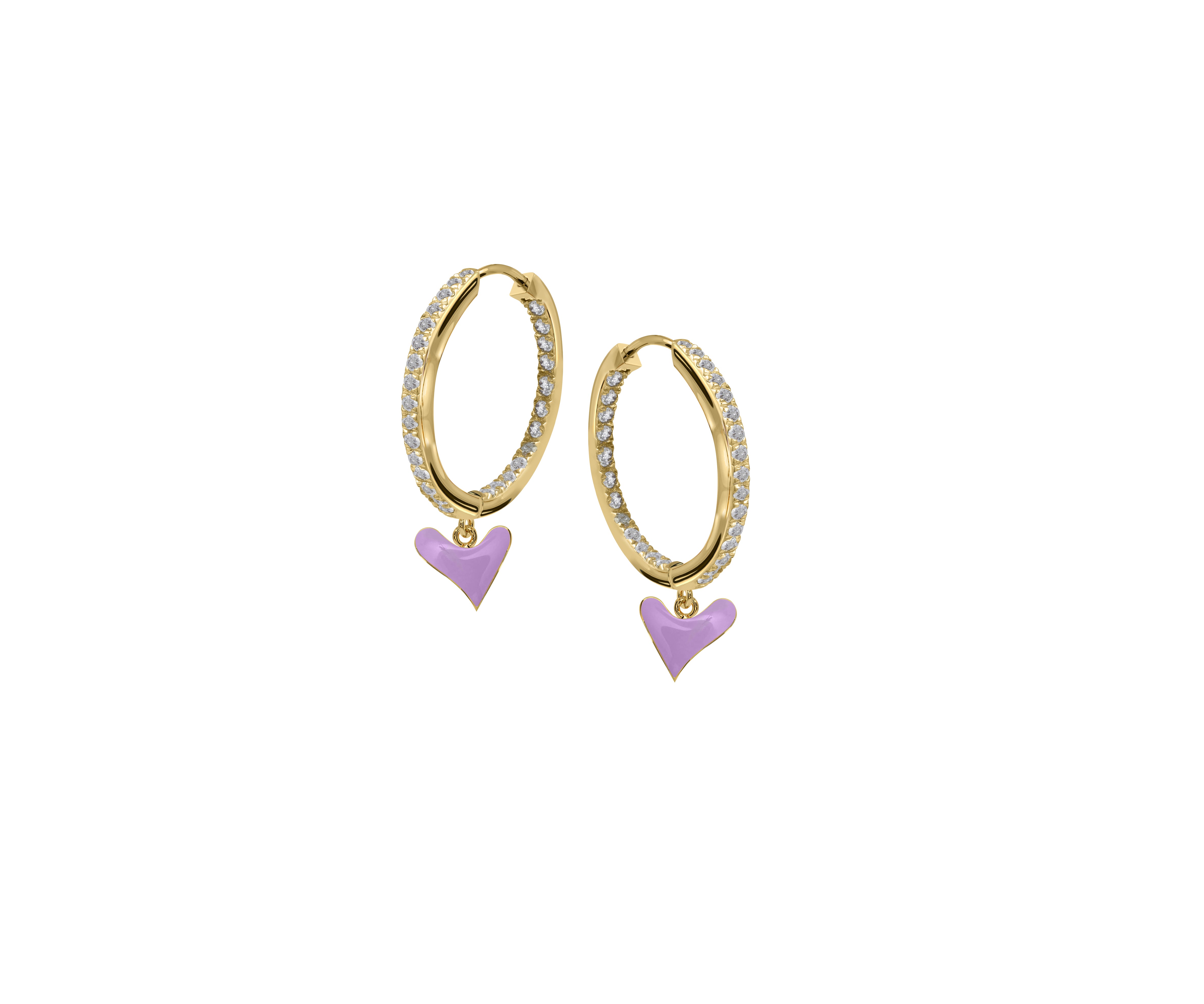 Inside Out Baby Gem Hoops With Heart