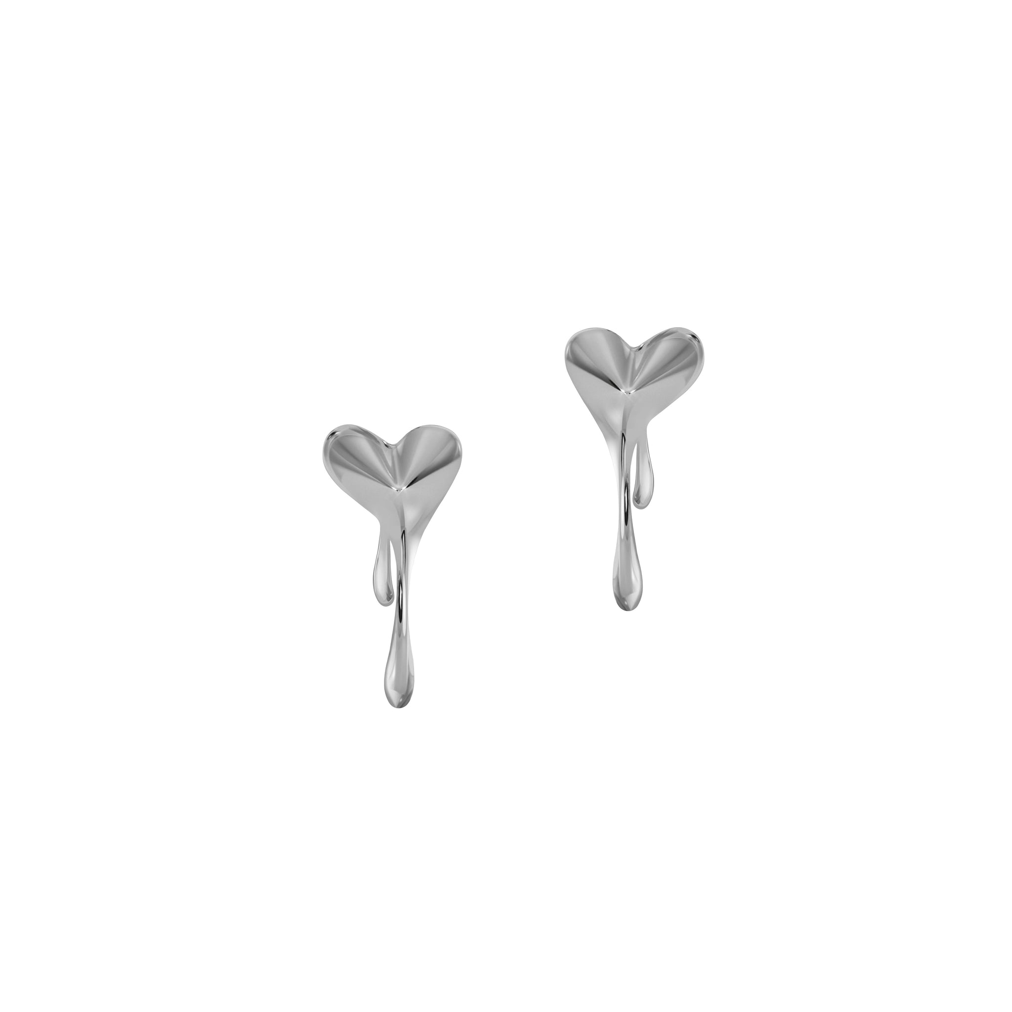 Melting Heart Solid Earring (Silver)