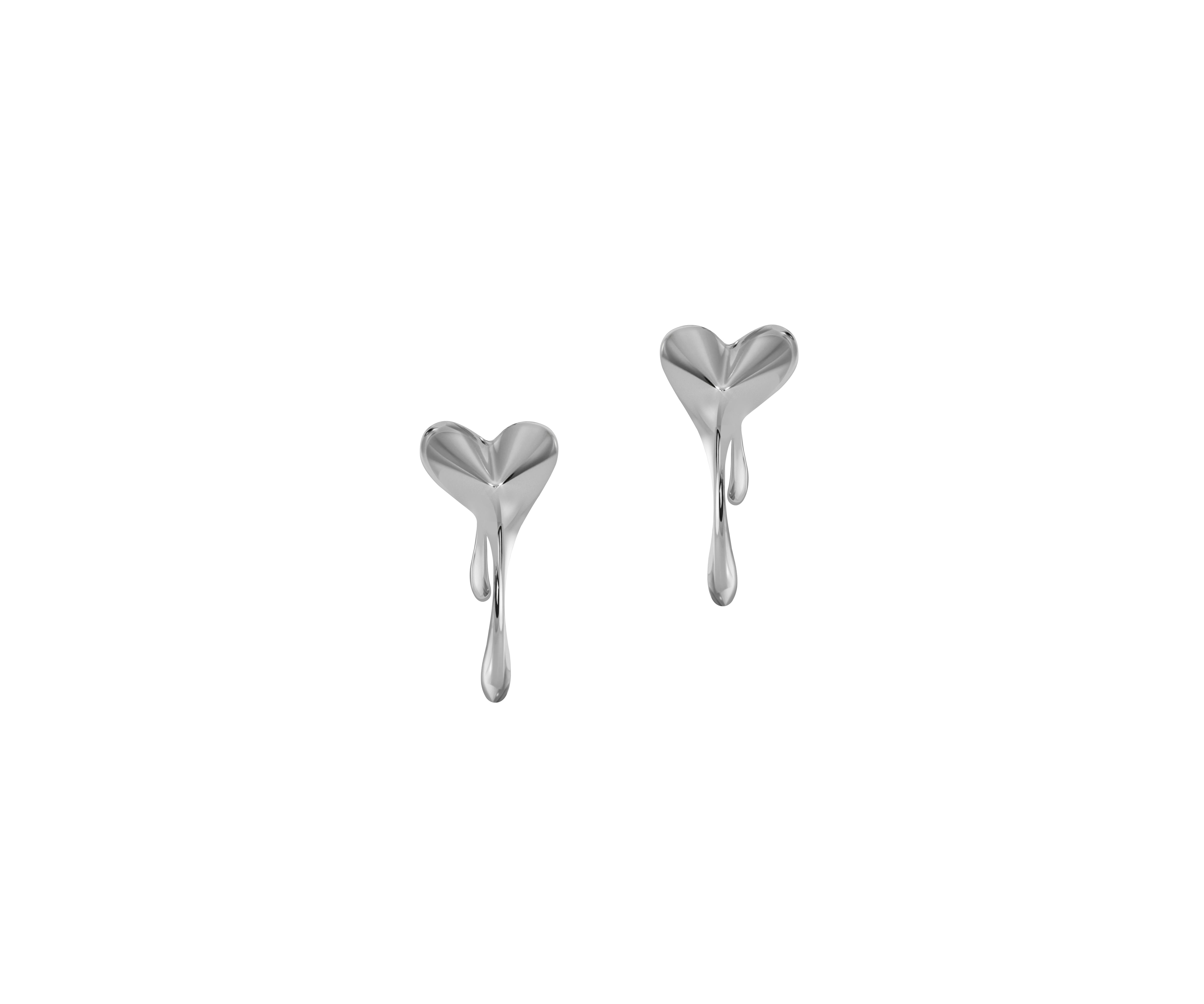 Melting Heart Solid Earring (Silver)