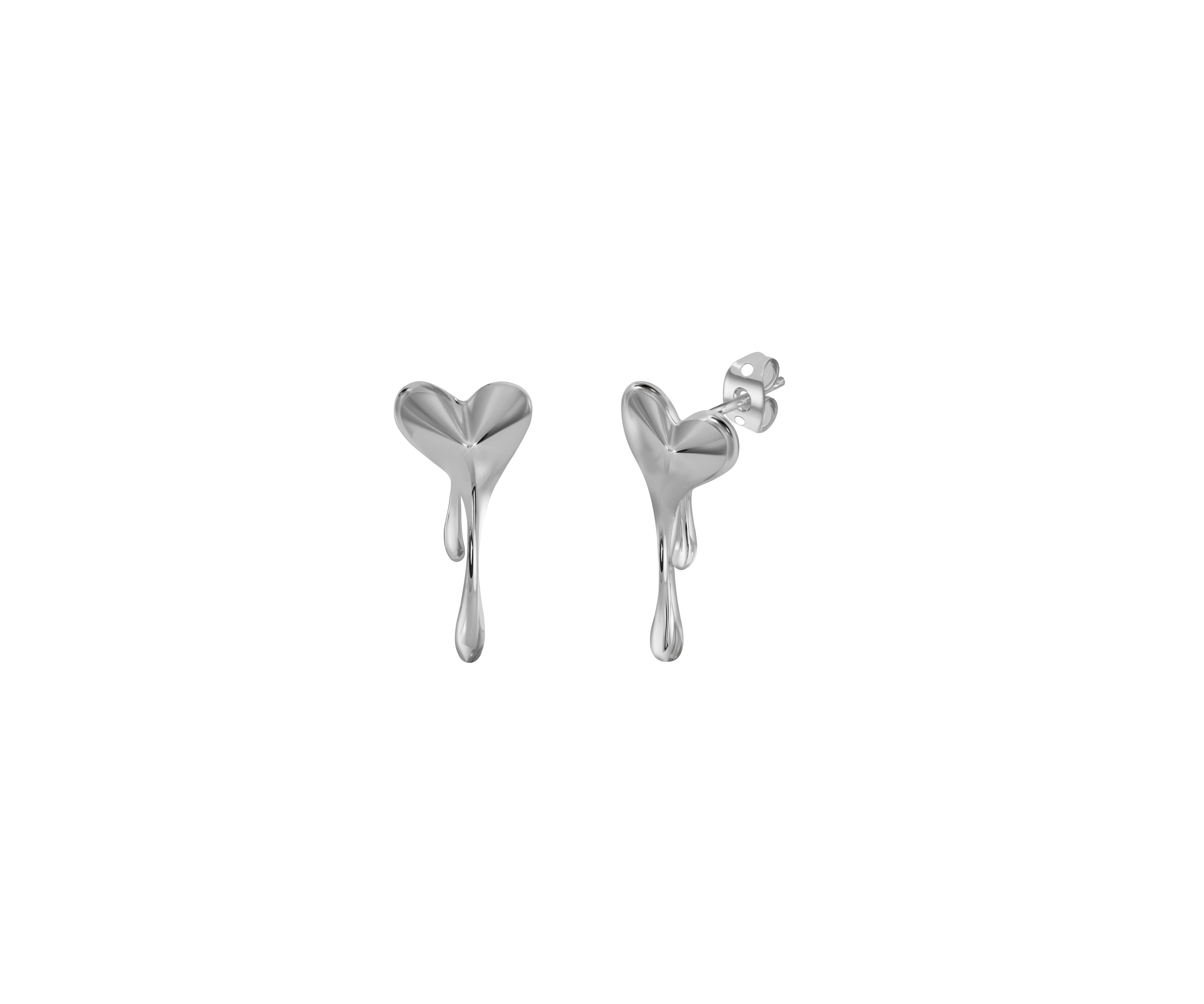 Melting Heart Solid Earring (Silver)