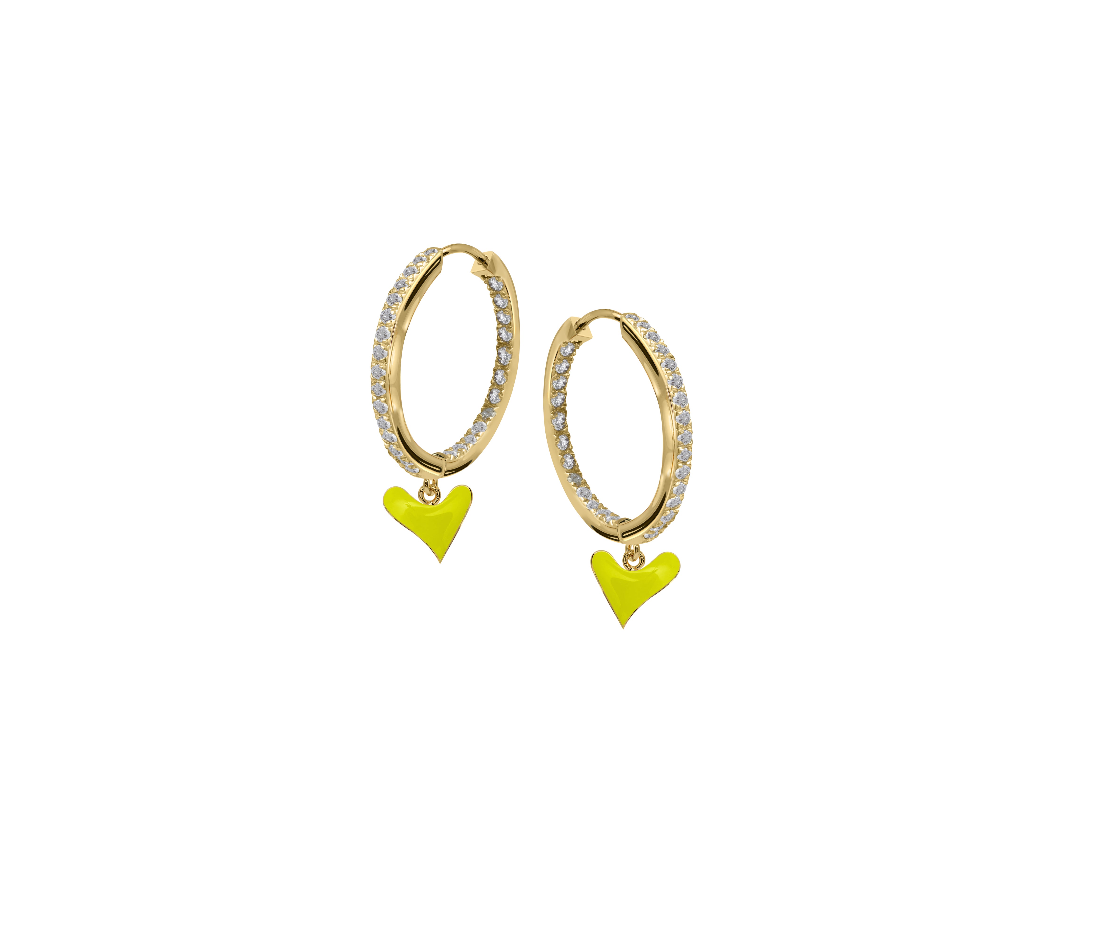 Inside Out Baby Gem Hoops With Heart