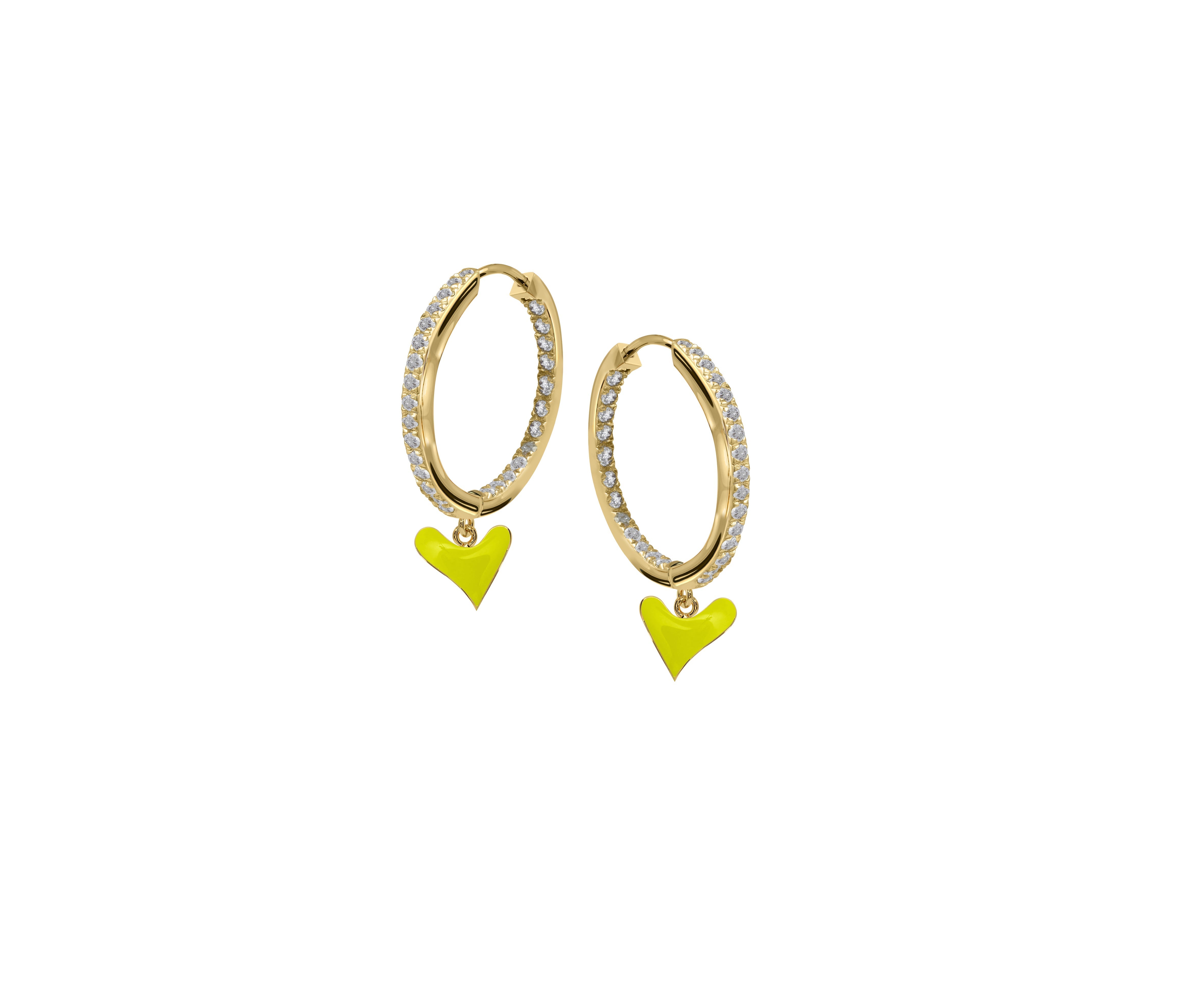 Inside Out Baby Gem Hoops With Heart