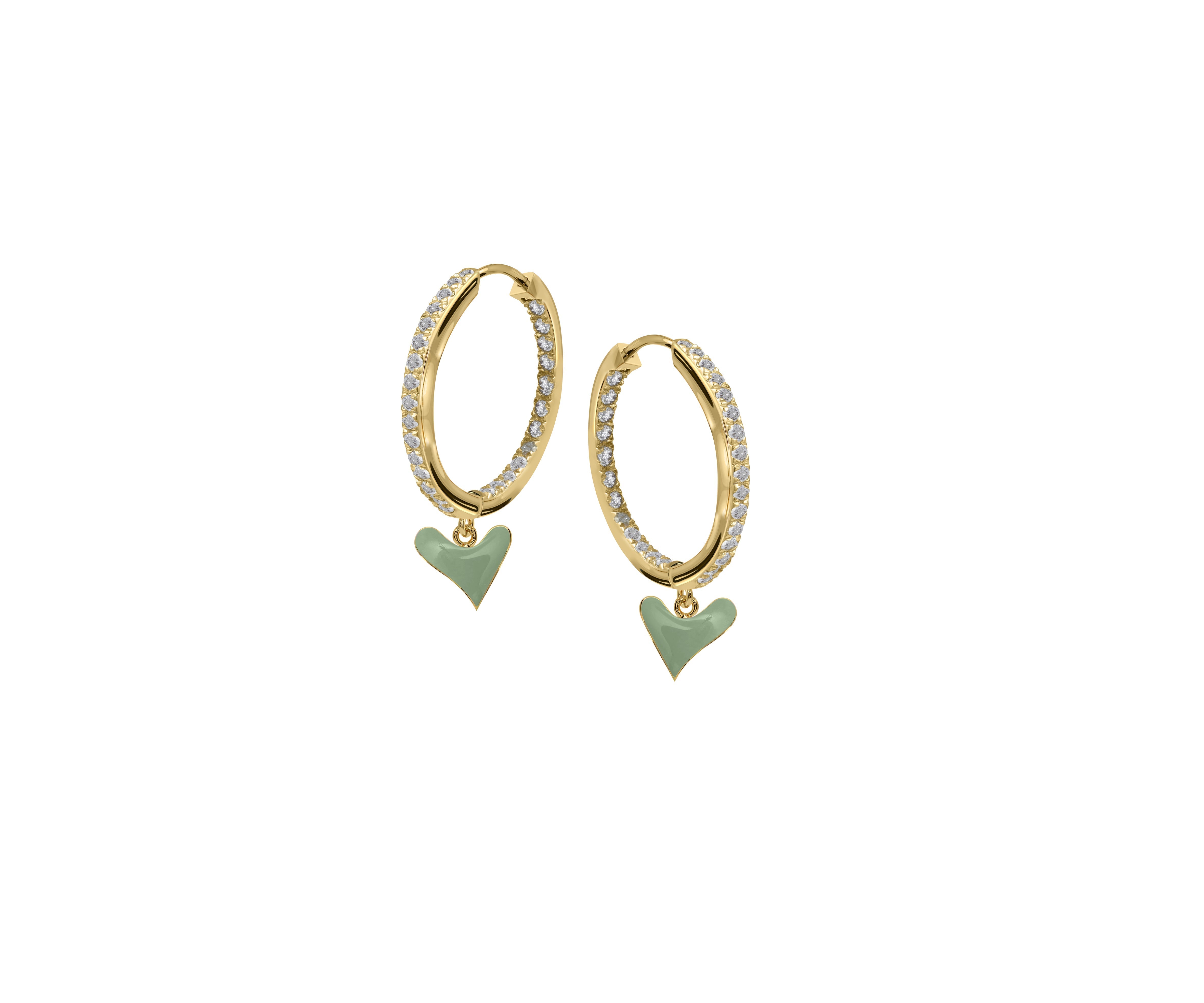 Inside Out Baby Gem Hoops With Heart