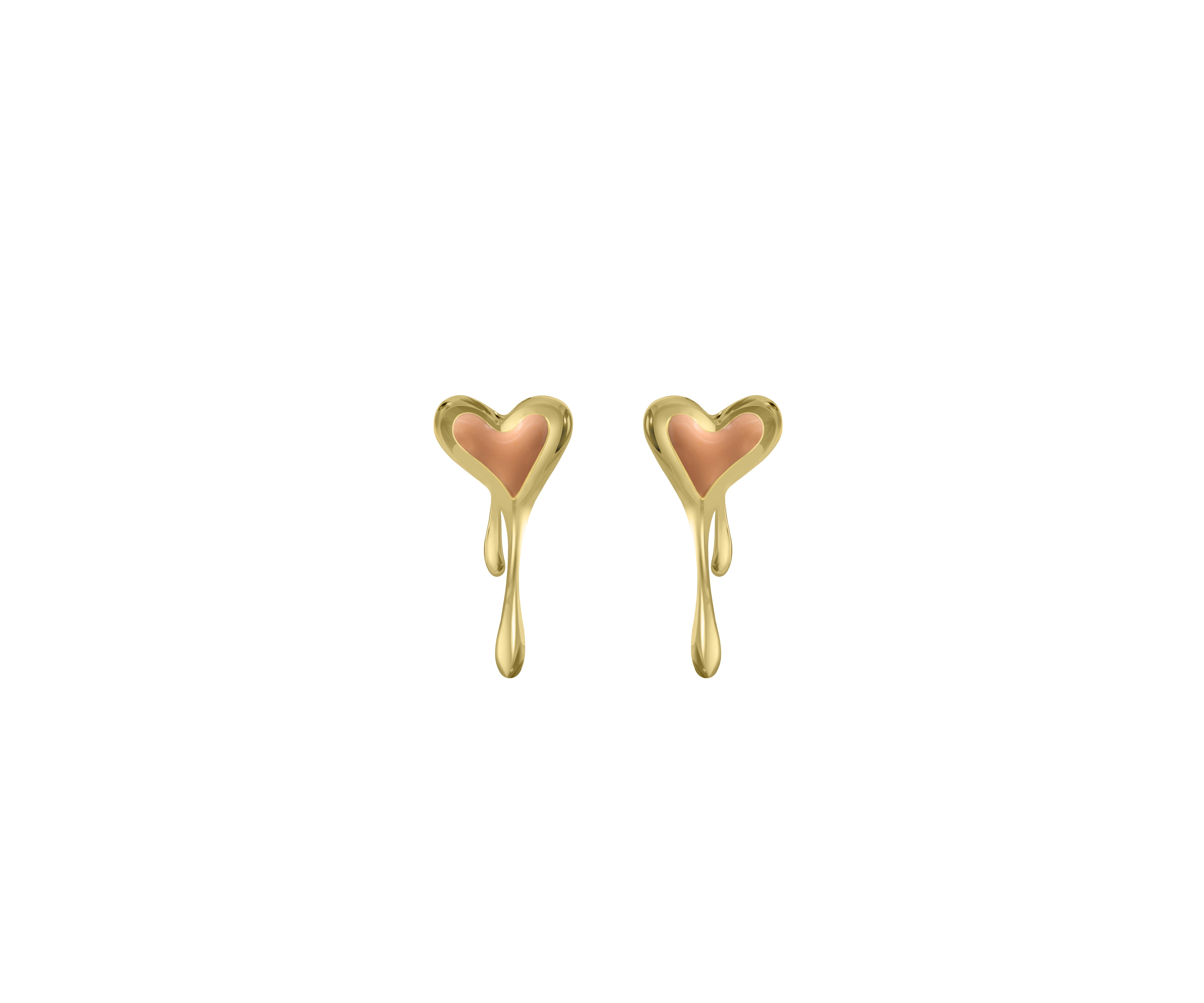 Melting Duo Heart Enamel Earring