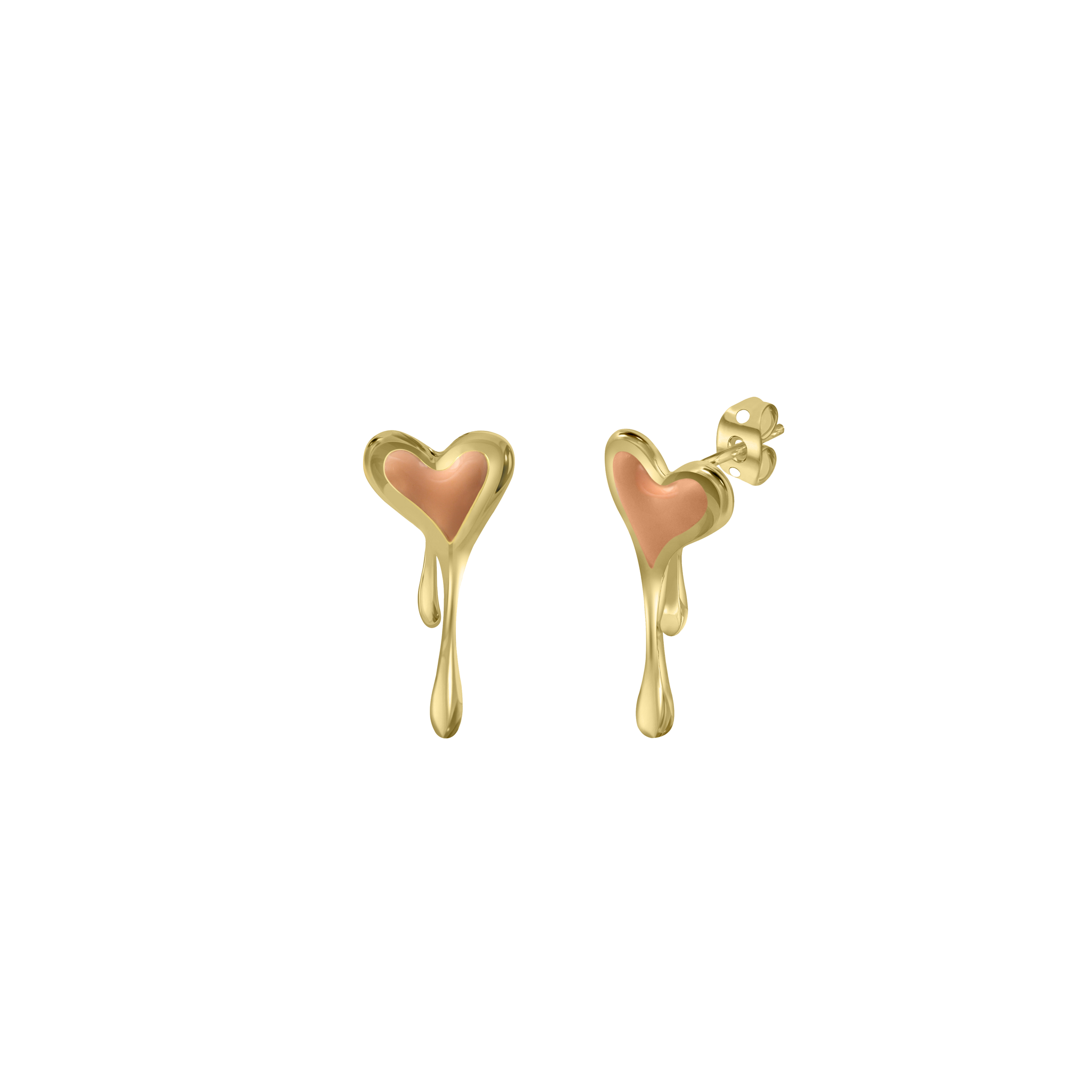 Melting Duo Heart Enamel Earring