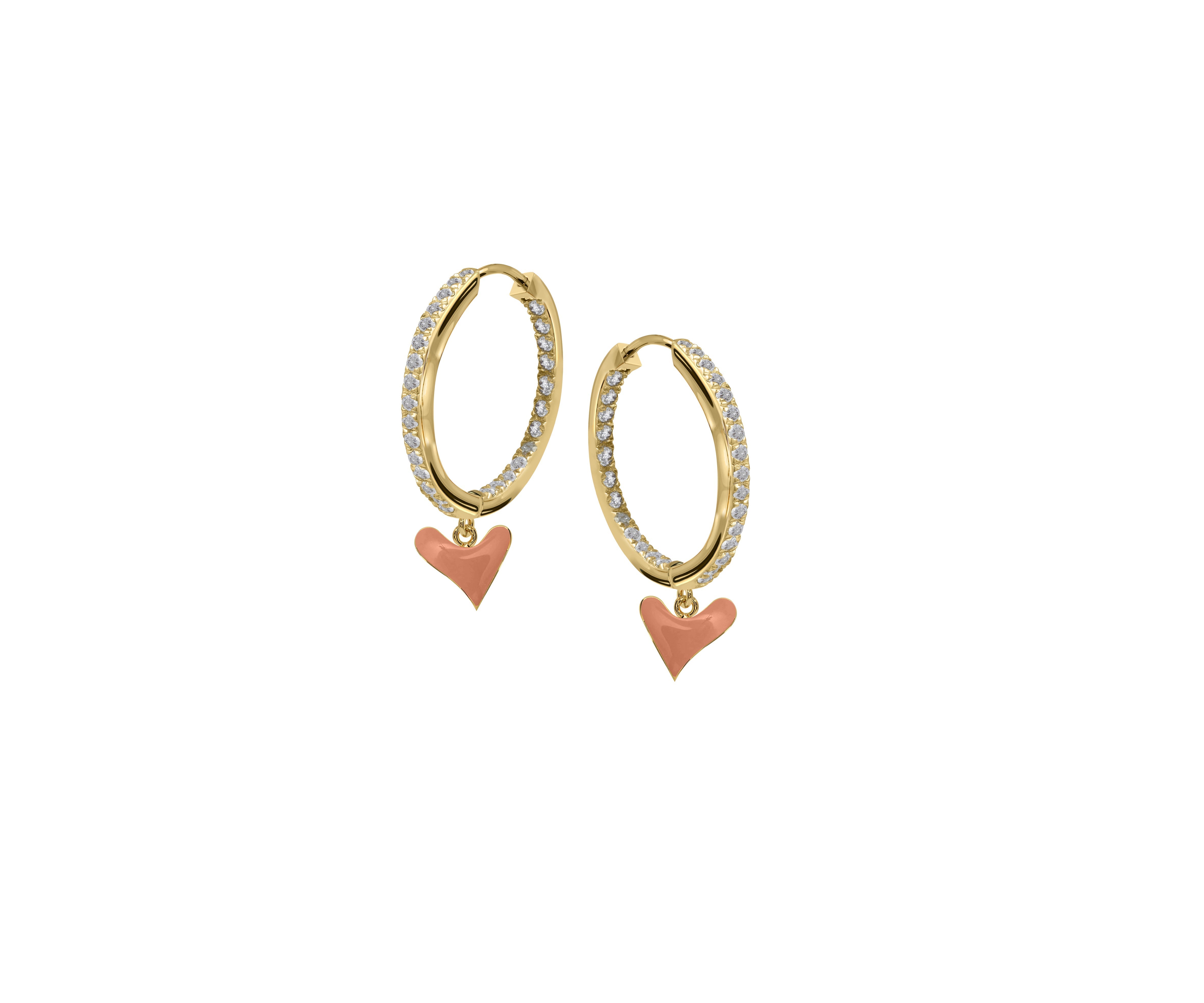 Inside Out Baby Gem Hoops With Heart