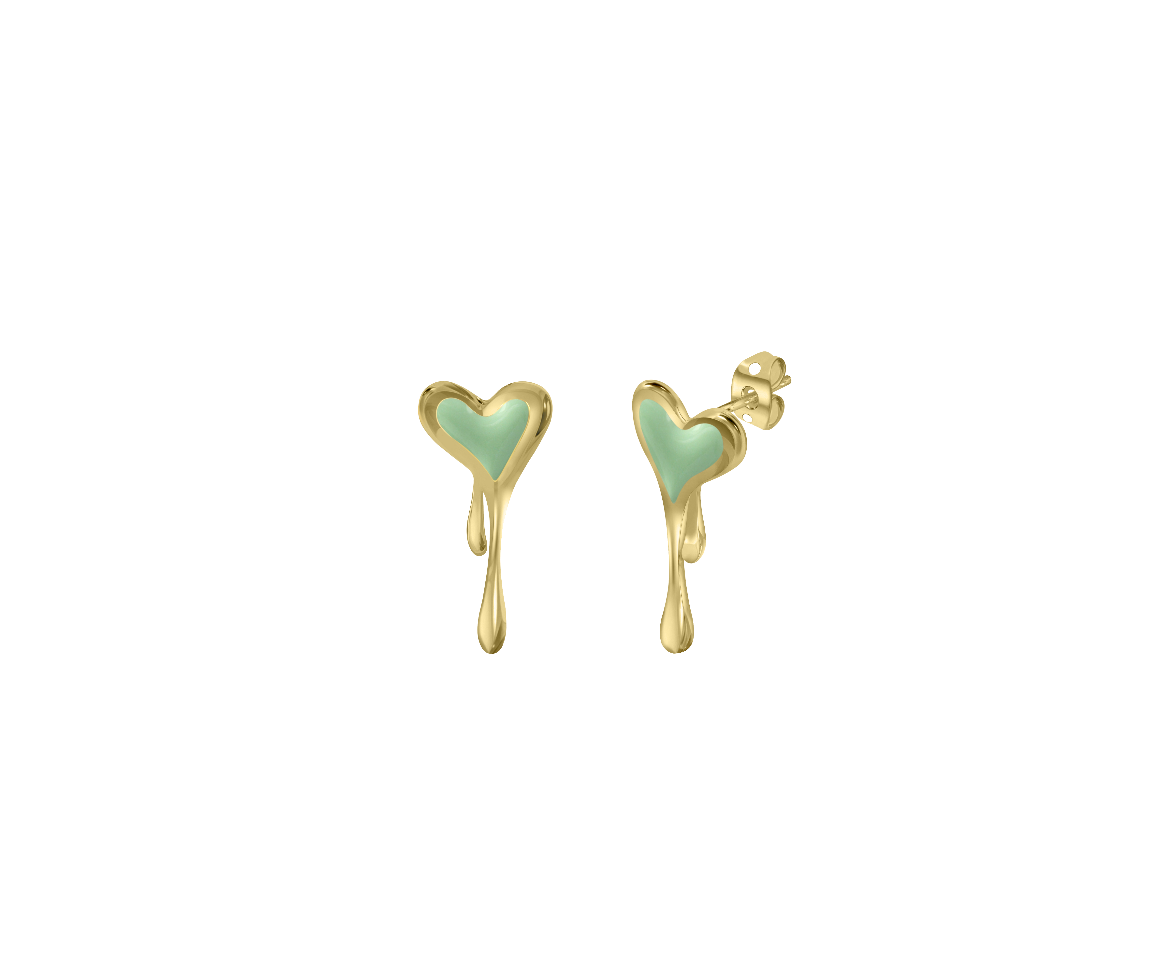 Melting Duo Heart Enamel Earring