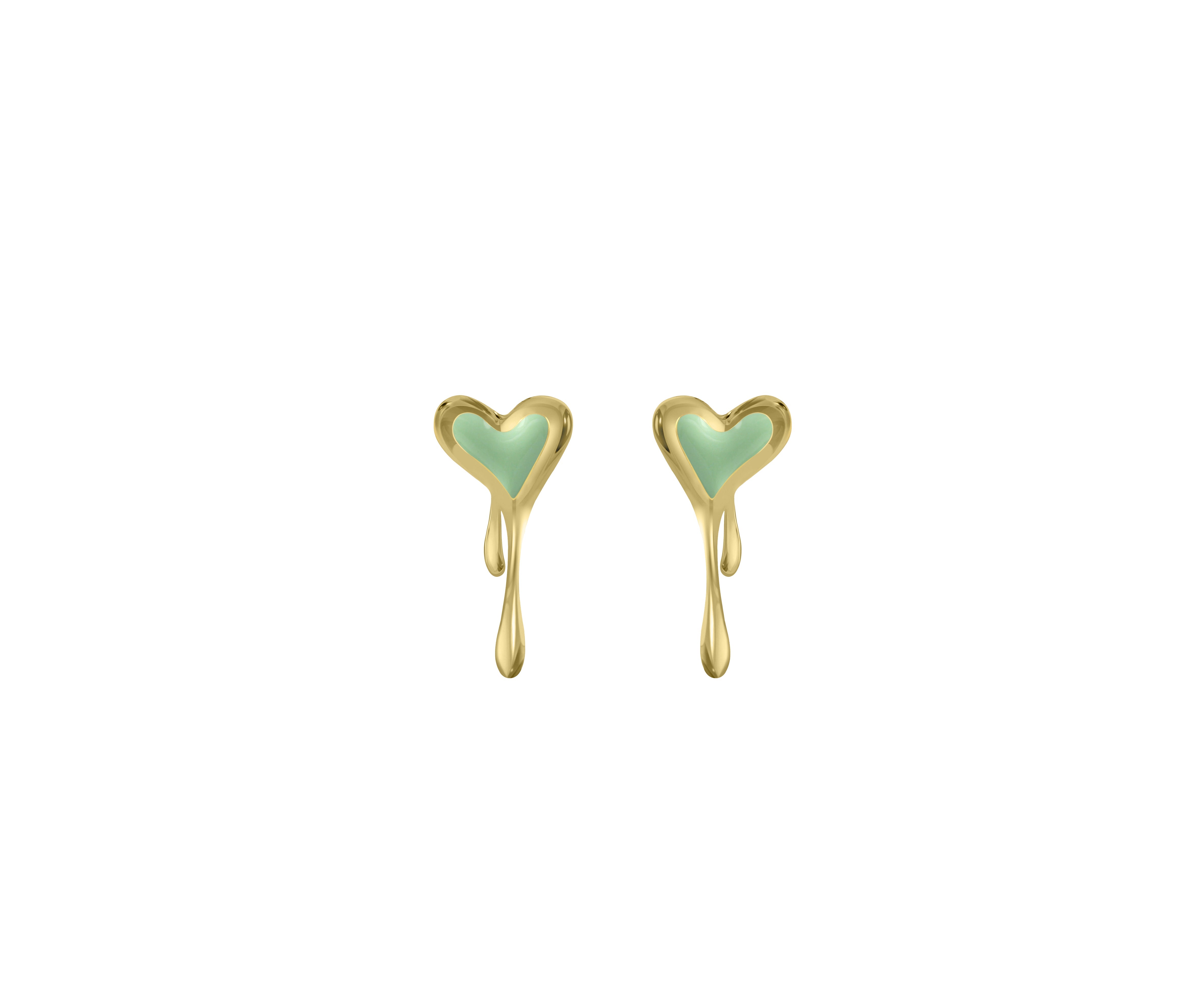 Melting Duo Heart Enamel Earring