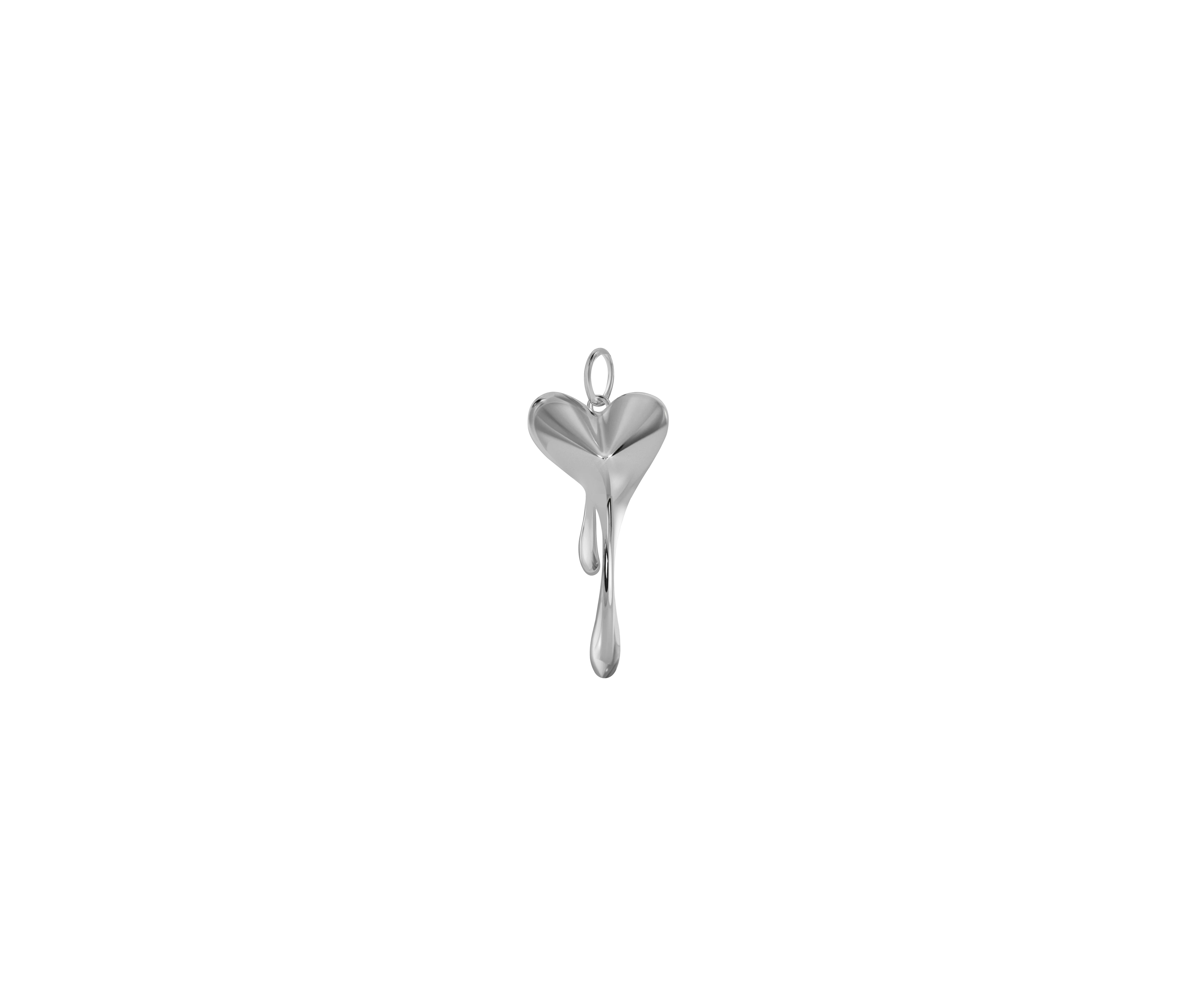 Small Melting Heart With Anchor Chain (Silver)