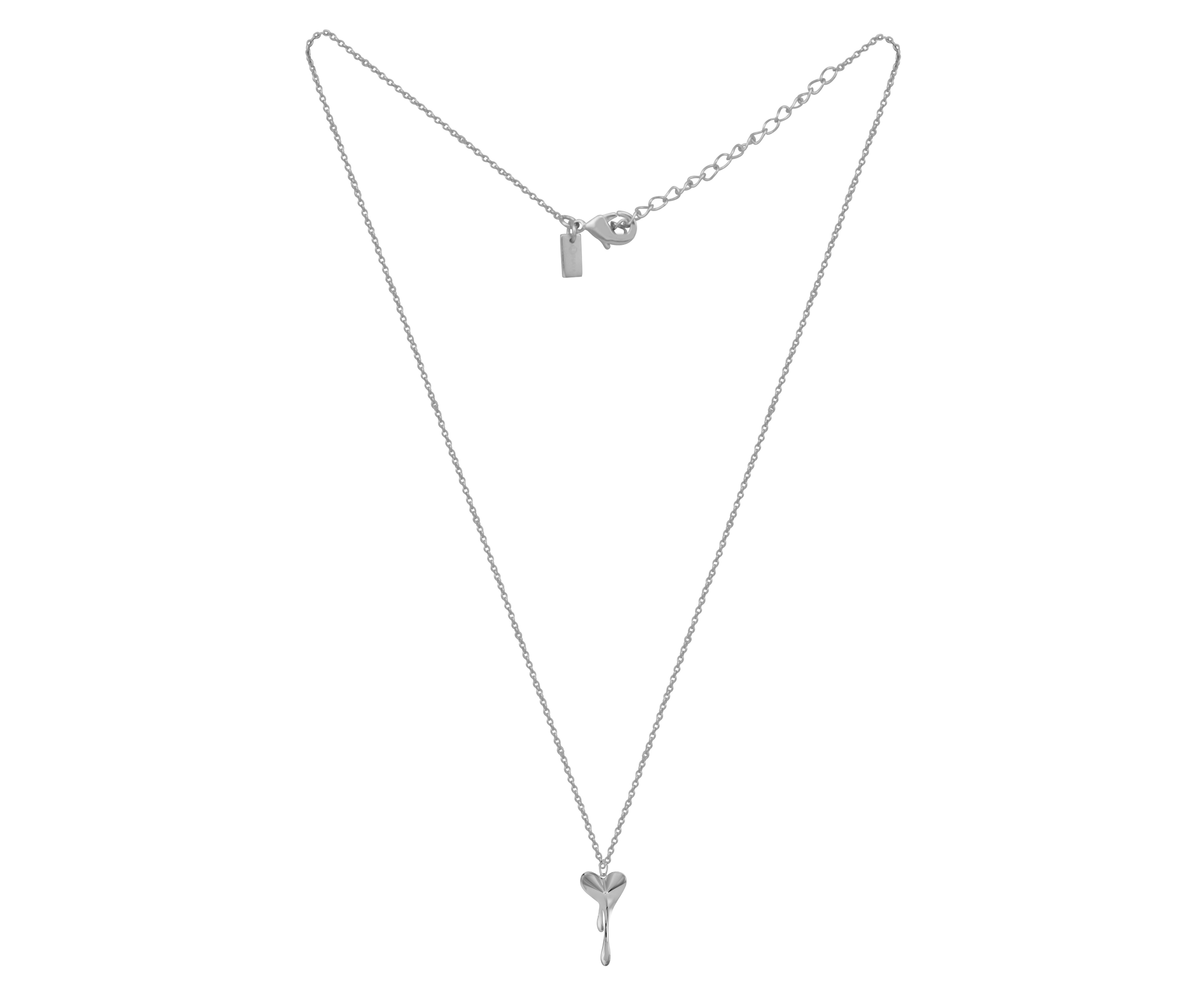 Small Melting Heart With Anchor Chain (Silver)