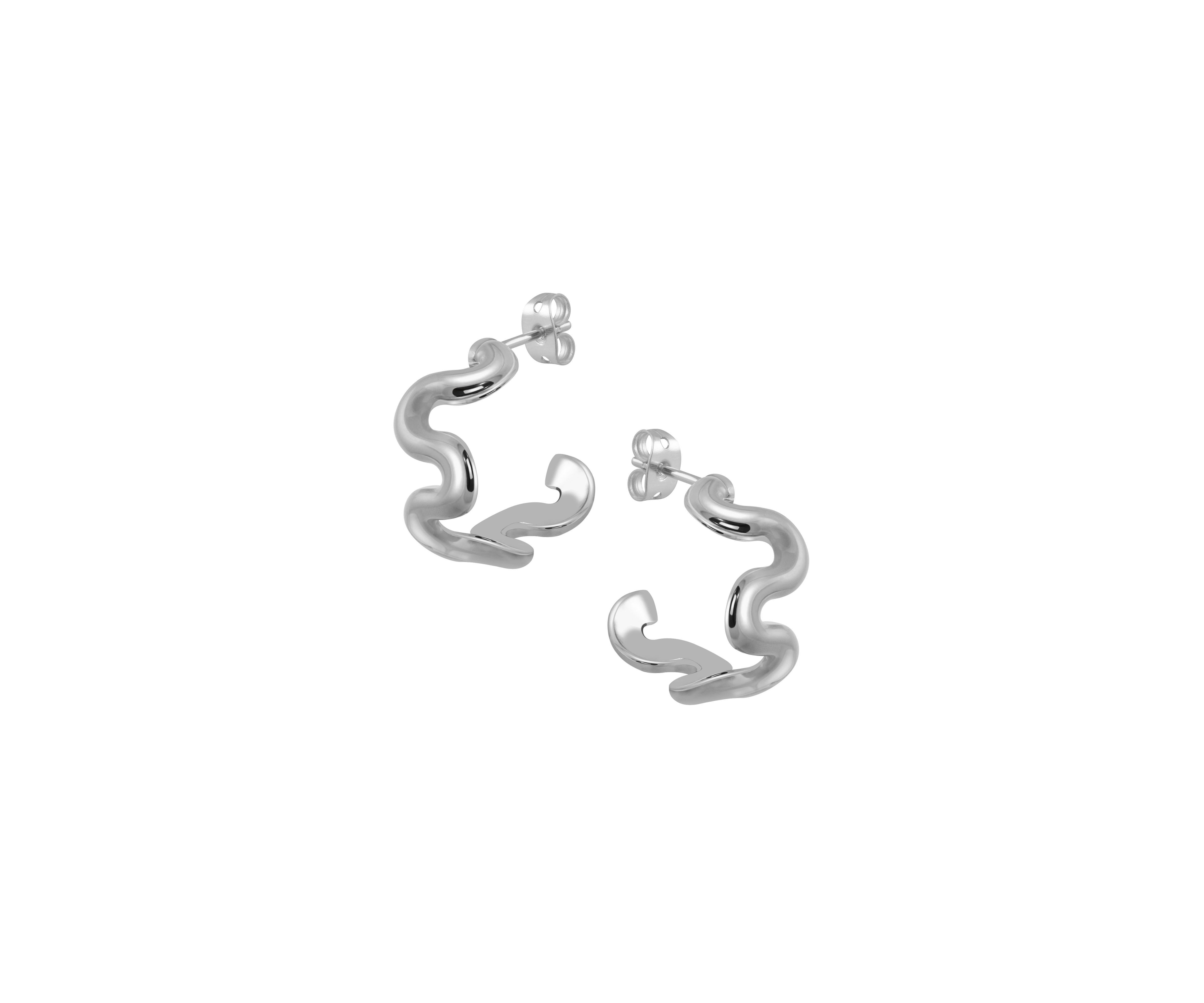 Swirl Solid Hoops (Silver)