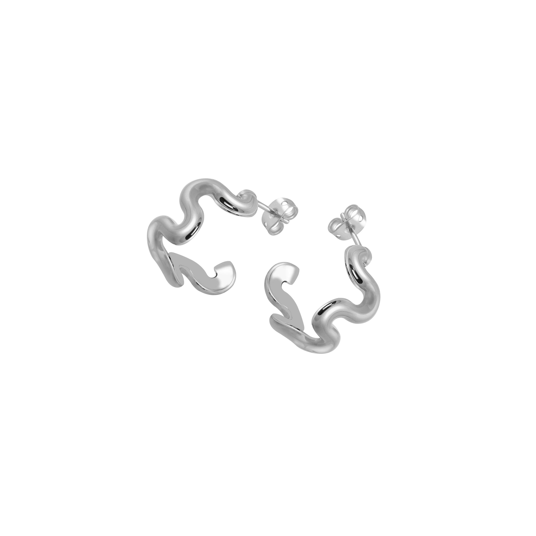 Swirl Solid Hoops (Silver)