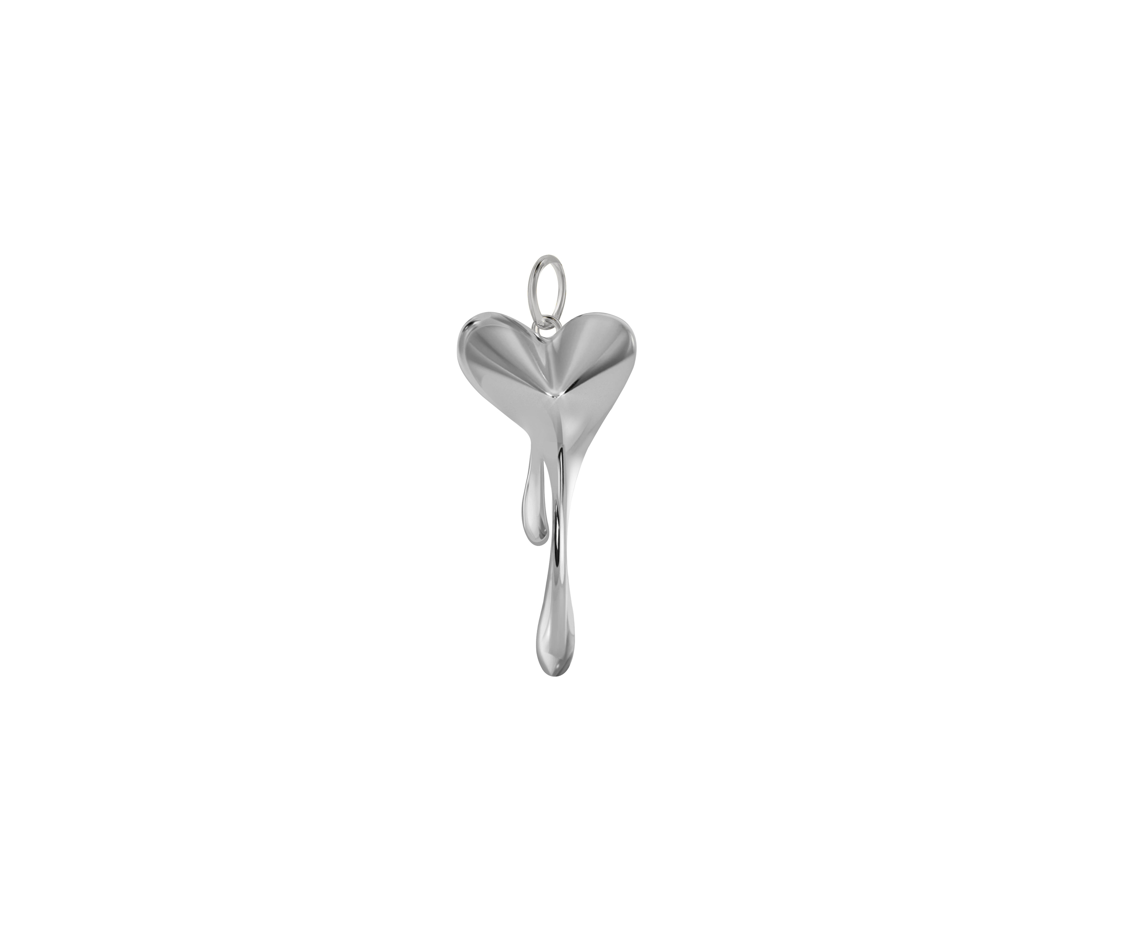 XL Melting Heart With Paperclip Chain (Silver)