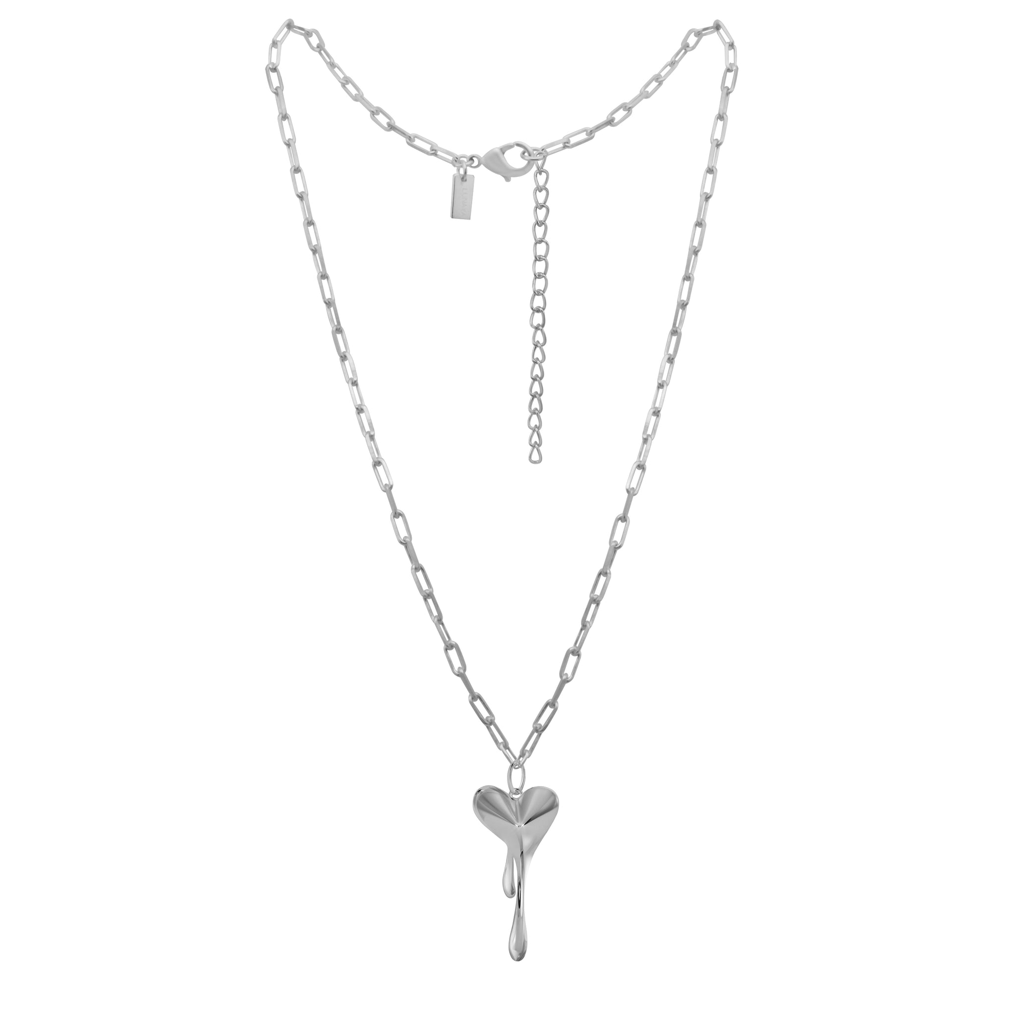 XL Melting Heart With Paperclip Chain (Silver)