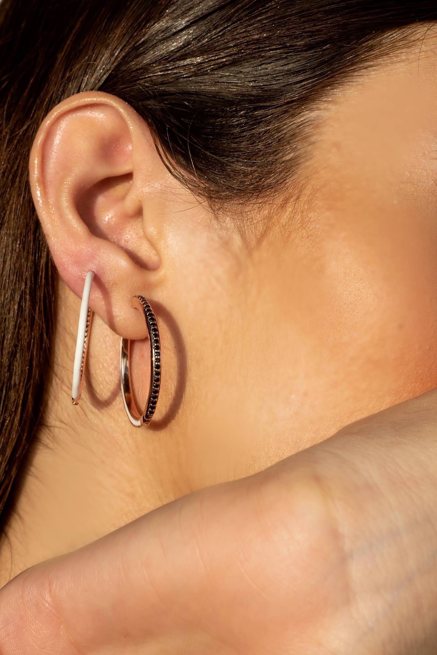EVEN-STEVEN GEM ENAMEL HOOPS